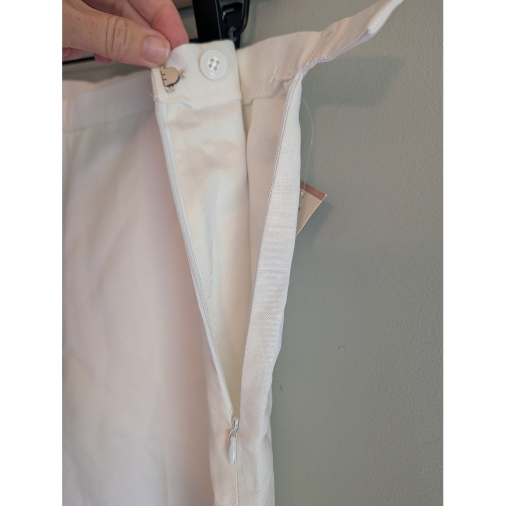 NWT Kasper White Linen Blend Straight Leg Lined Dress Pants Size 12 Side Zip - Picture 5 of 11